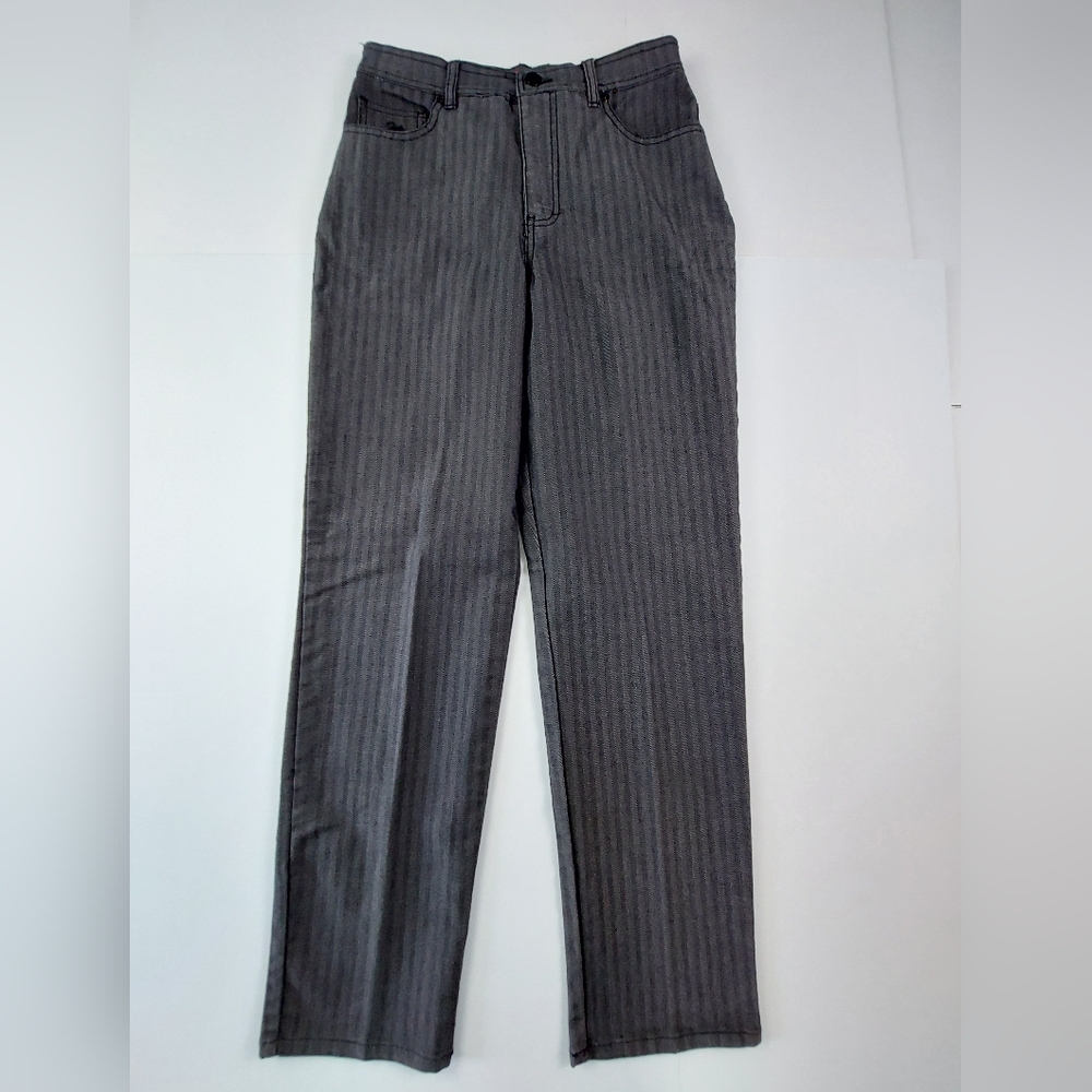 Gloria Vanderbilt Pants Womens Size 6 Medium Black Pinstripe Stretch Spandex